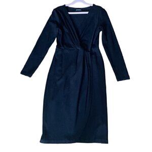 𝅺🖤 Club Monaco elegant black long sleeve midi v-neck dress